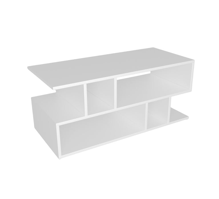 Spydercraft Zig Zag Bedside Table in White Finish | Modern Wooden Nightstand with Open Shelves | Engineered Wood Side Table