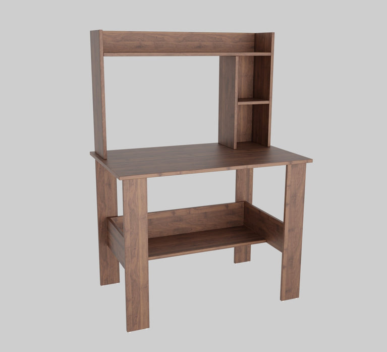 SPYDER CRAFT Modern Engineered Wood Study Table with Bookshelf & Storage Shelves in Columbian Walnut | Computer Desk for Home & Office