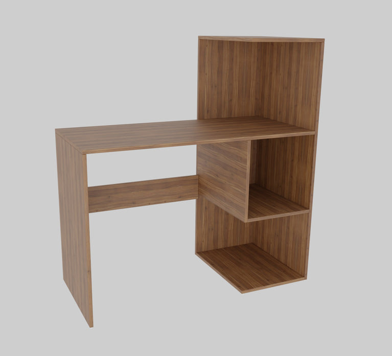 Spydercraft Tulip Study Table | Study & Office Desk with Storage Shelves | Engineered Wood Writing Table | Noce Lyon Finish