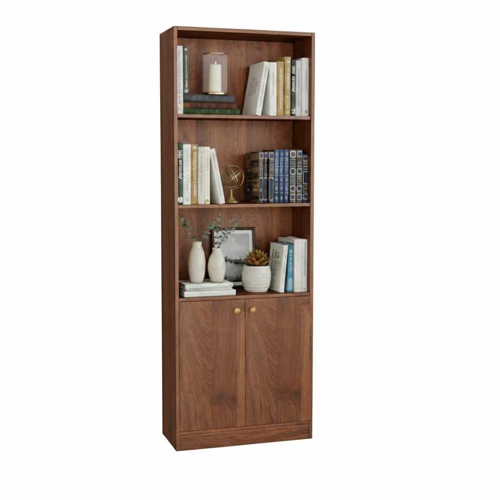 Spydercraft Multipurpose Columbian Walnut Contemporary Storage Cabinet & Display Shelf