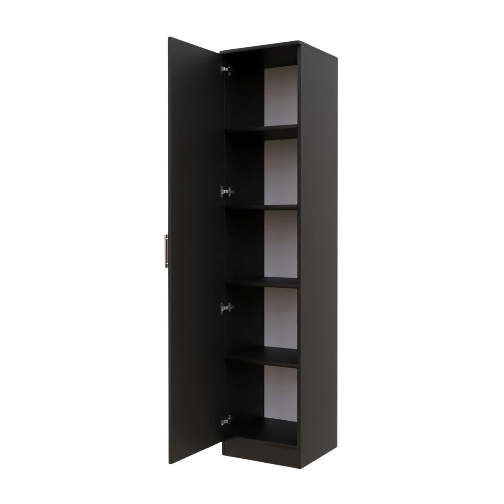 Spydercraft Single Door Fraser Wardrobe | Sleek Matte Finish | Space-Saving Storage Unit (180 cm Height)| Color: Black