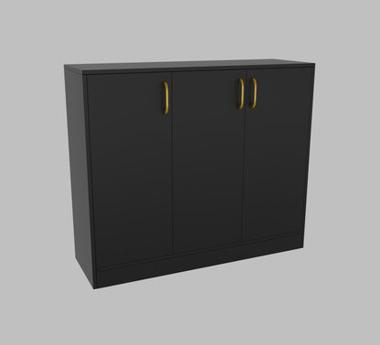 Spydercraft Accent Modern Storage Cabinet with Matte Finish and Premium Metal Handles| Color: Black | Multipurpose cabinet