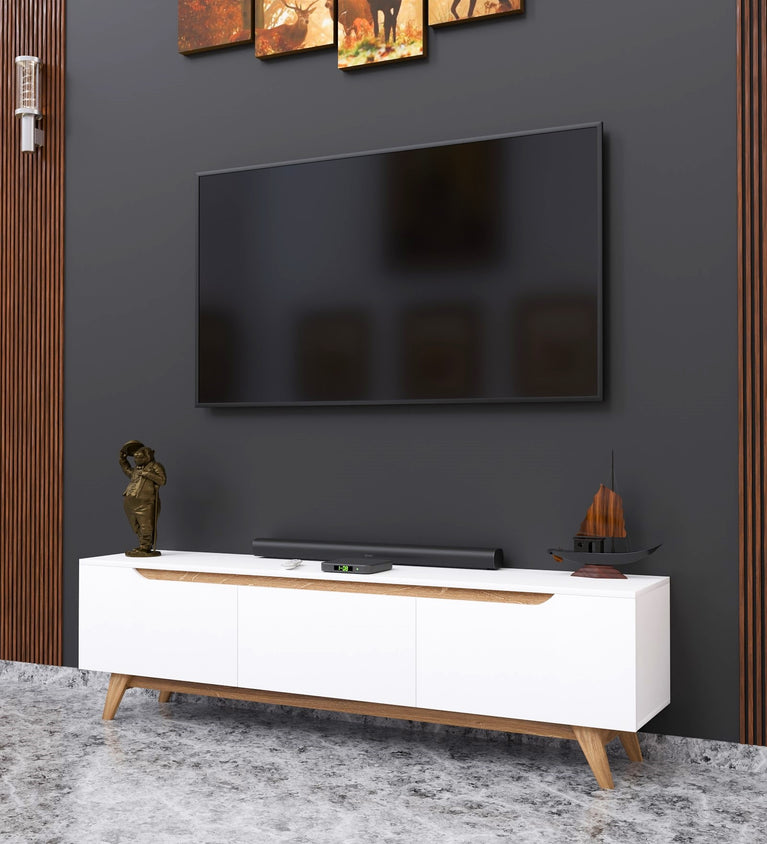 SPYDERCRAFT Matte Finish D3 Only cabinet| TV Entertainment Unit| Color: White and Noce Lyon| Do-It- Yourself Product