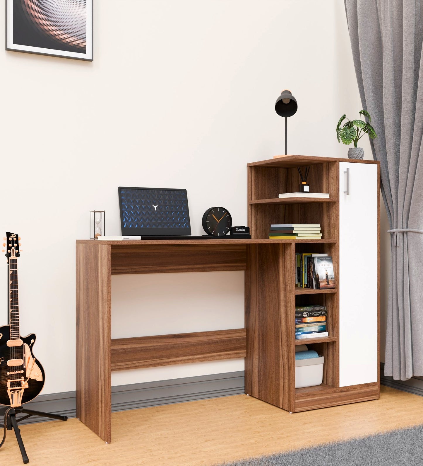 Spydercraft Matte Finish Dyna Study Table| Color: Noce Lyon and White| Do-It-Yourself Product