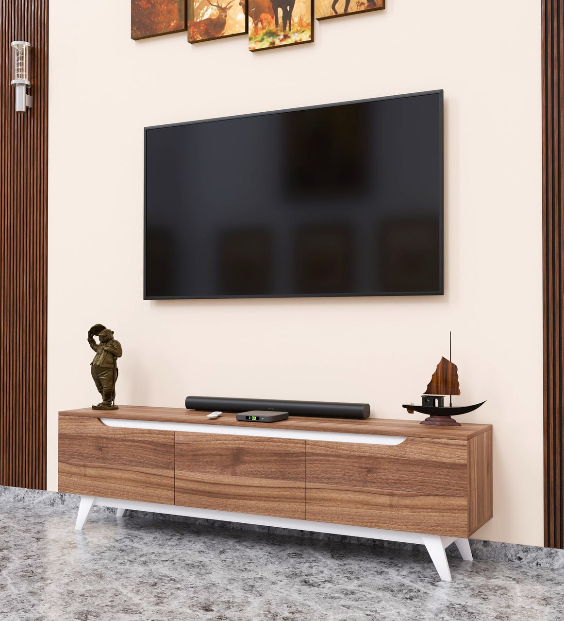 Spyder Craft Matte Finish A9 Compact TV Unit Only, TV Up To 45 Inches Engineered Wood TV Entertainment Unit  (Finish Color - Walnut Beige, DIY(Do-It-Yourself))