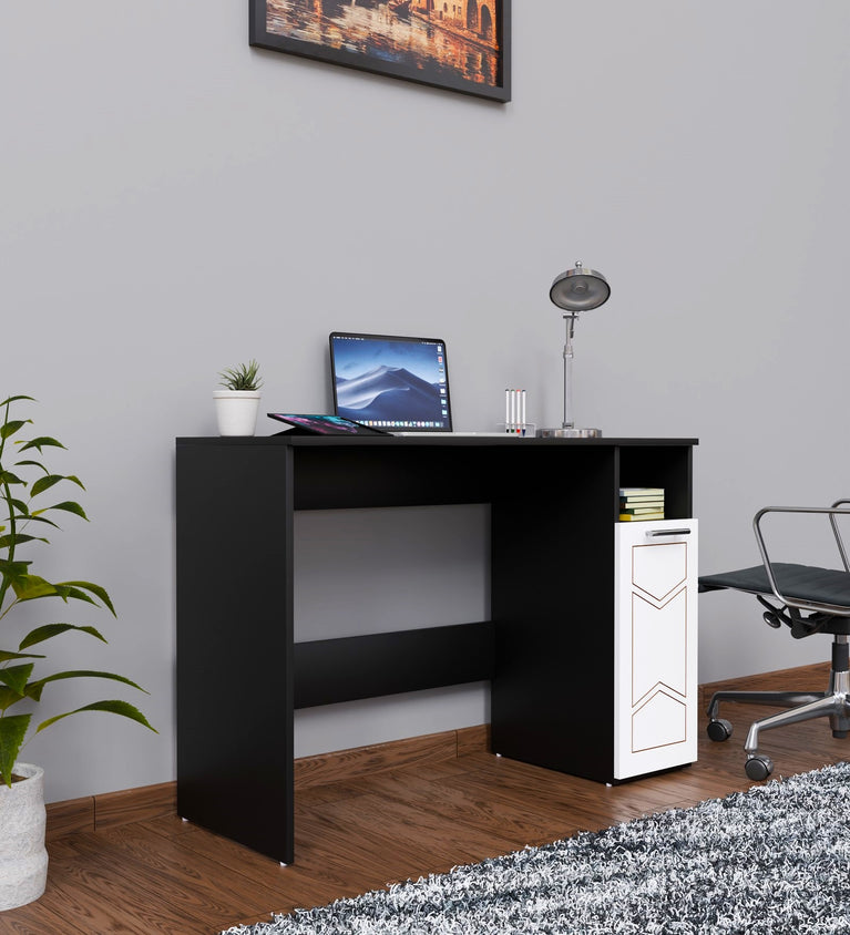 SPYDERCRAFT Matte Finish Aster Study Table| Color: Black and White| Do- It- Yourself Product