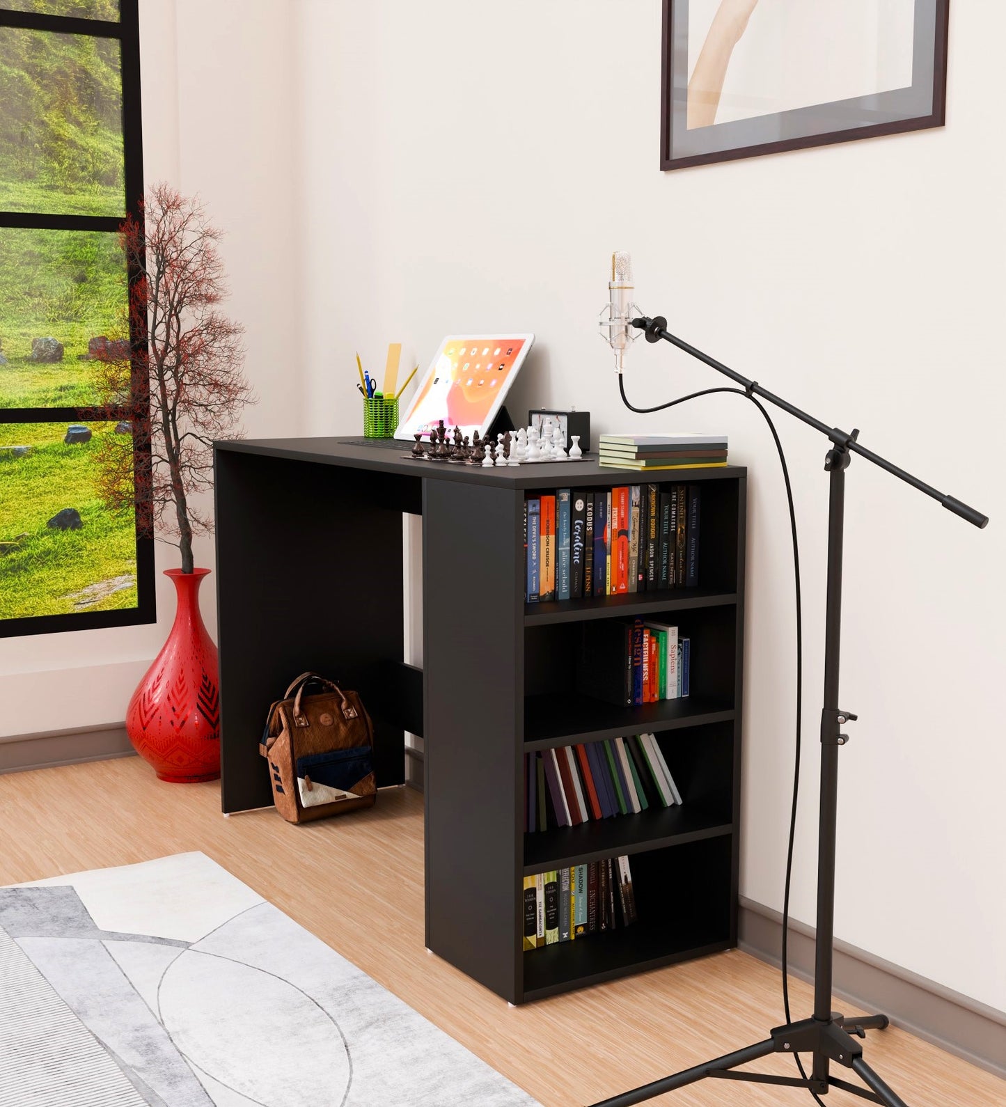 SPYDERCRAFT Matte Finish Luxio Study Table| Color: Black| Do- It- Yourself Product