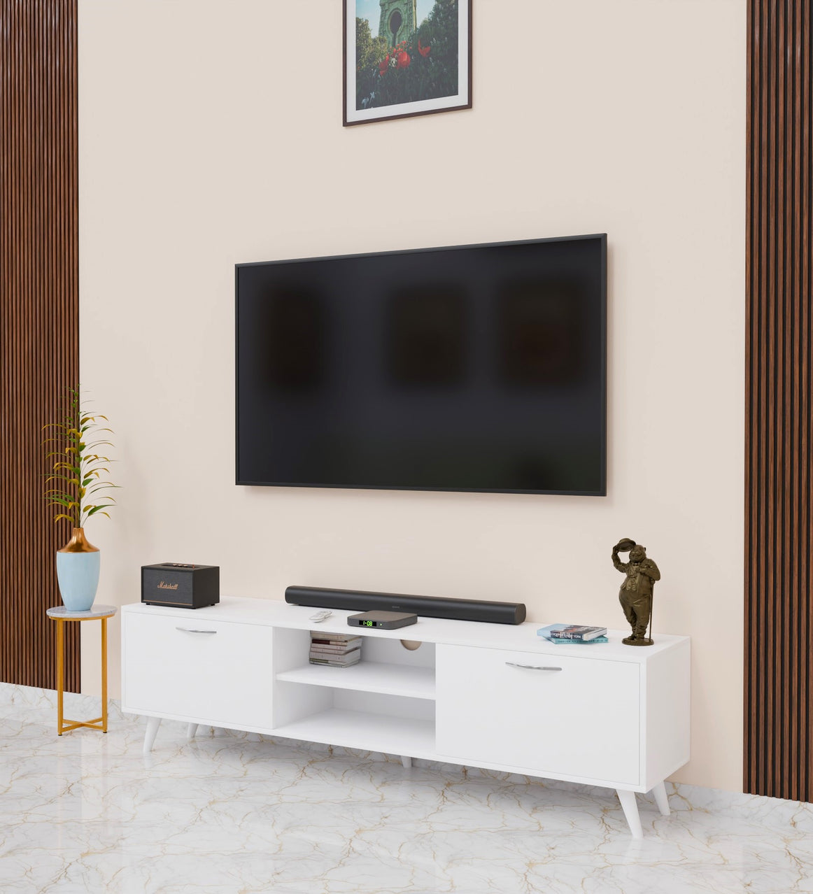 Spyder Craft Matte Finish A9 Compact TV Unit Only TV Up To 45 Inches Engineered Wood TV Entertainment Unit  (Finish Color - White, DIY(Do-It-Yourself))