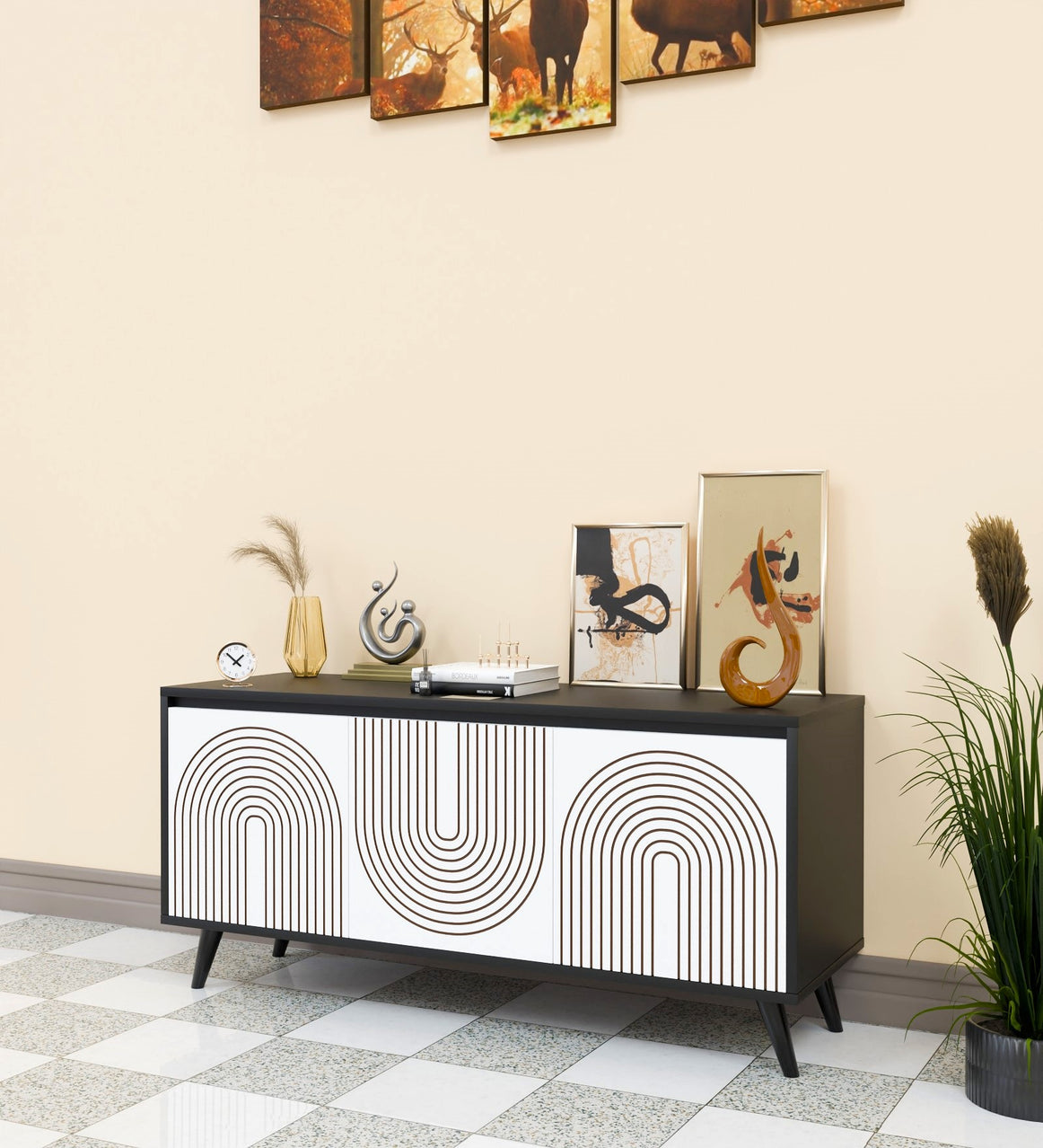 Spydercraft Matte Finish Skitty Console Table| Color: Black and White| Do- It- Yourself Product