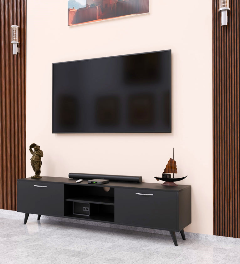 SPYDERCRAFT Matte Finish M5 TV Cabinet| Color: Black| Do-It-Yourself Product