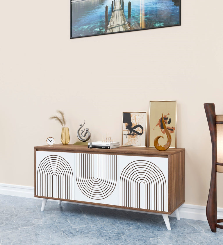 Spydercraft Matte Finish Skitty Console Table| Color: Noce Lyon and White| Do- It- Yourself Product