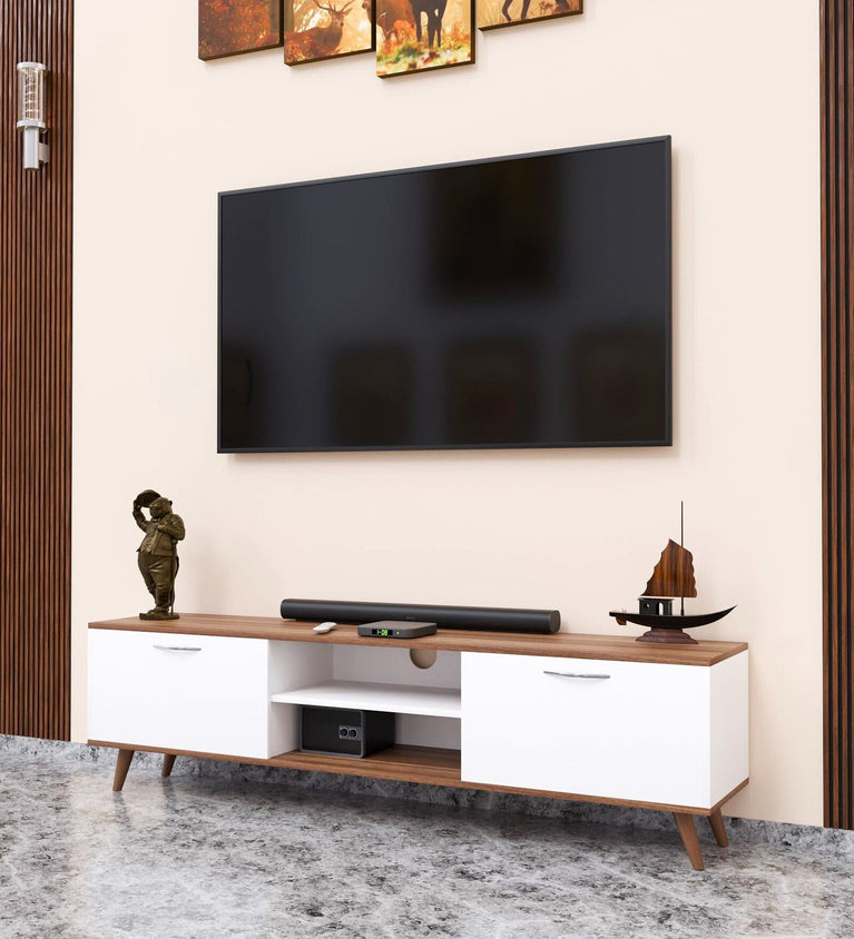 SPYDERCRAFT Matte Finish M5 TV Cabinet| Color: White and Noce Lyon| Do-It-Yourself Product