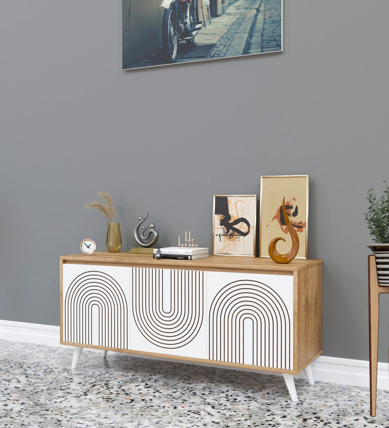 Spydercraft Matte Finish Skitty Console Table| Color: Canyon Oak and White| Do- It- Yourself Product