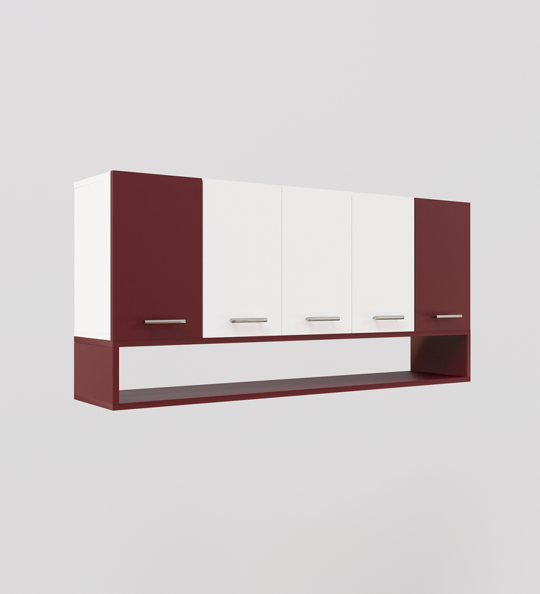 Spyder Craft 5 Door Matte Finish Merlin Kitchen Cabinet for Office|Hall |Kitchen Wall Mounted Cabinet for Kitchen |Living Room| Color:-Burgundy & White|| Assembly-DIY (Do-It-Yourself)