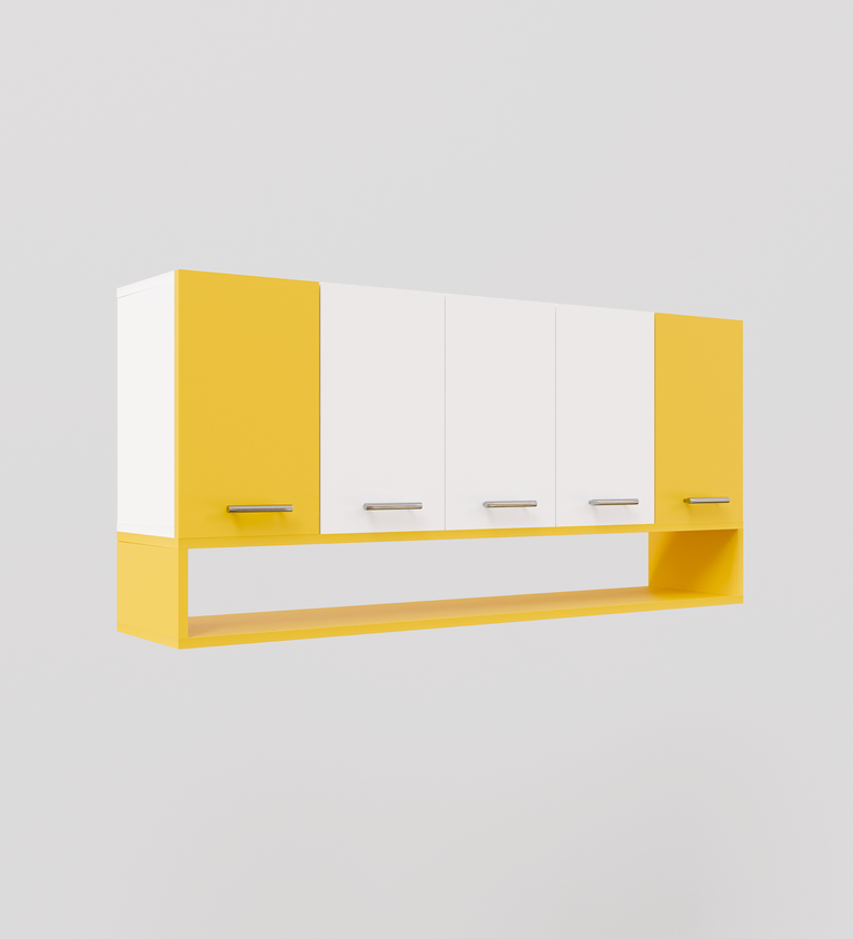 Spyder Craft 5 Door Matte Finish Merlin Kitchen Cabinet for Office|Hall |Kitchen Wall Mounted Cabinet for Kitchen |Living Room| Color:-Yellow & White|| Assembly-DIY (Do-It-Yourself)