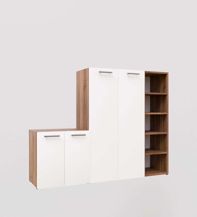 SpyderCraft Louis Shoe Rack – Elegant and Spacious Shoe Storage Cabinet for Modern Homes| Color: Noce Lyon and White| Do-It-Yourself Product