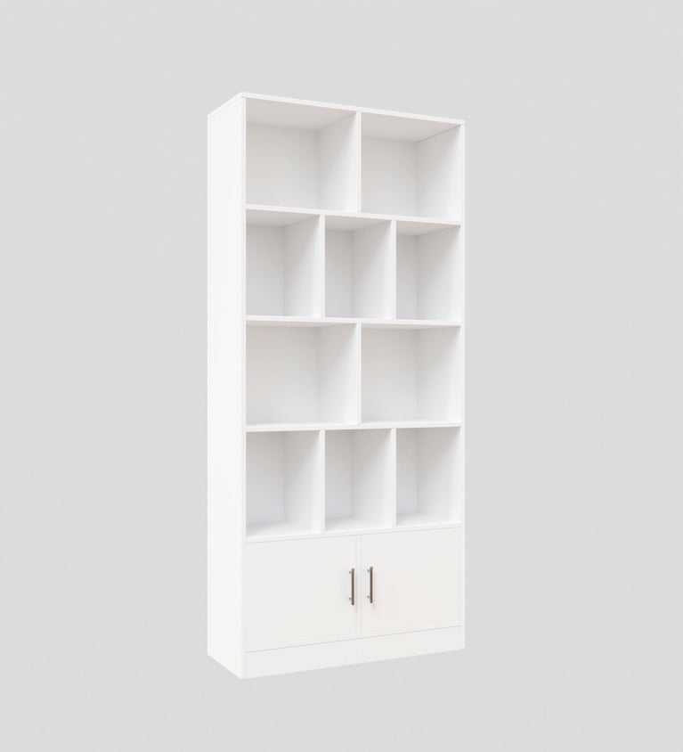 Spydercraft Matte Finish 4 Tier Book Shelf| Modern Wooden Bookshelf with Storage Cabinets – Multi-Purpose Bookcase for Home & Office| Color: White| Do- It- Yourself Product