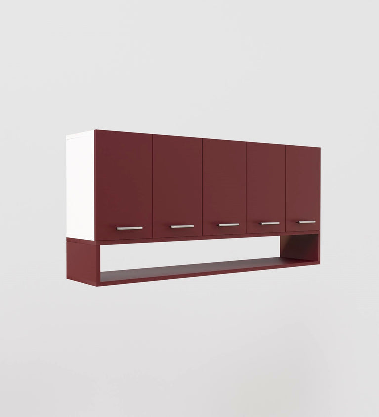 SPYDERCRAFT Matte Finish Merlin Kitchen Cabinet| Color: Burgundy and White| Do- It- Yourself Product