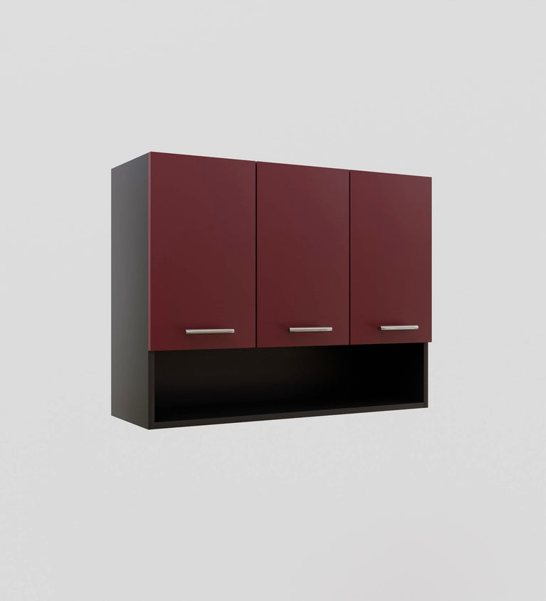 SPYDERCRAFT Matte FInish Blitz (Three Door) Kitchen Cabinet| Color: Burgundy and Black| Do-It-Yourself Product