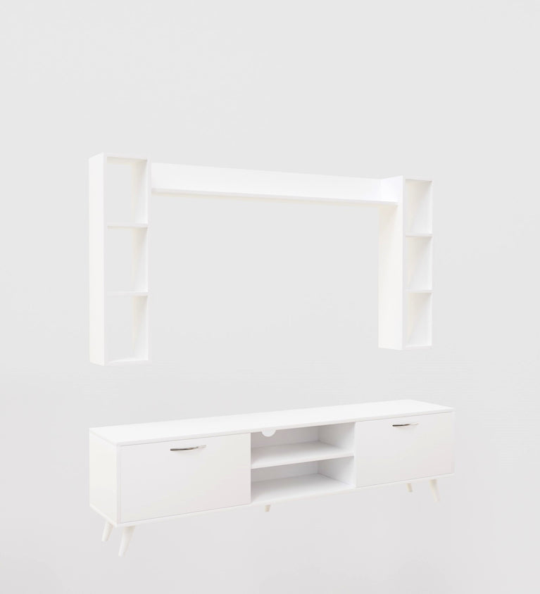 SPYDERCRAFT Matte Finish M5 TV Entertainment Unit with Shelves| Color: White| Do- It- Yourself Product