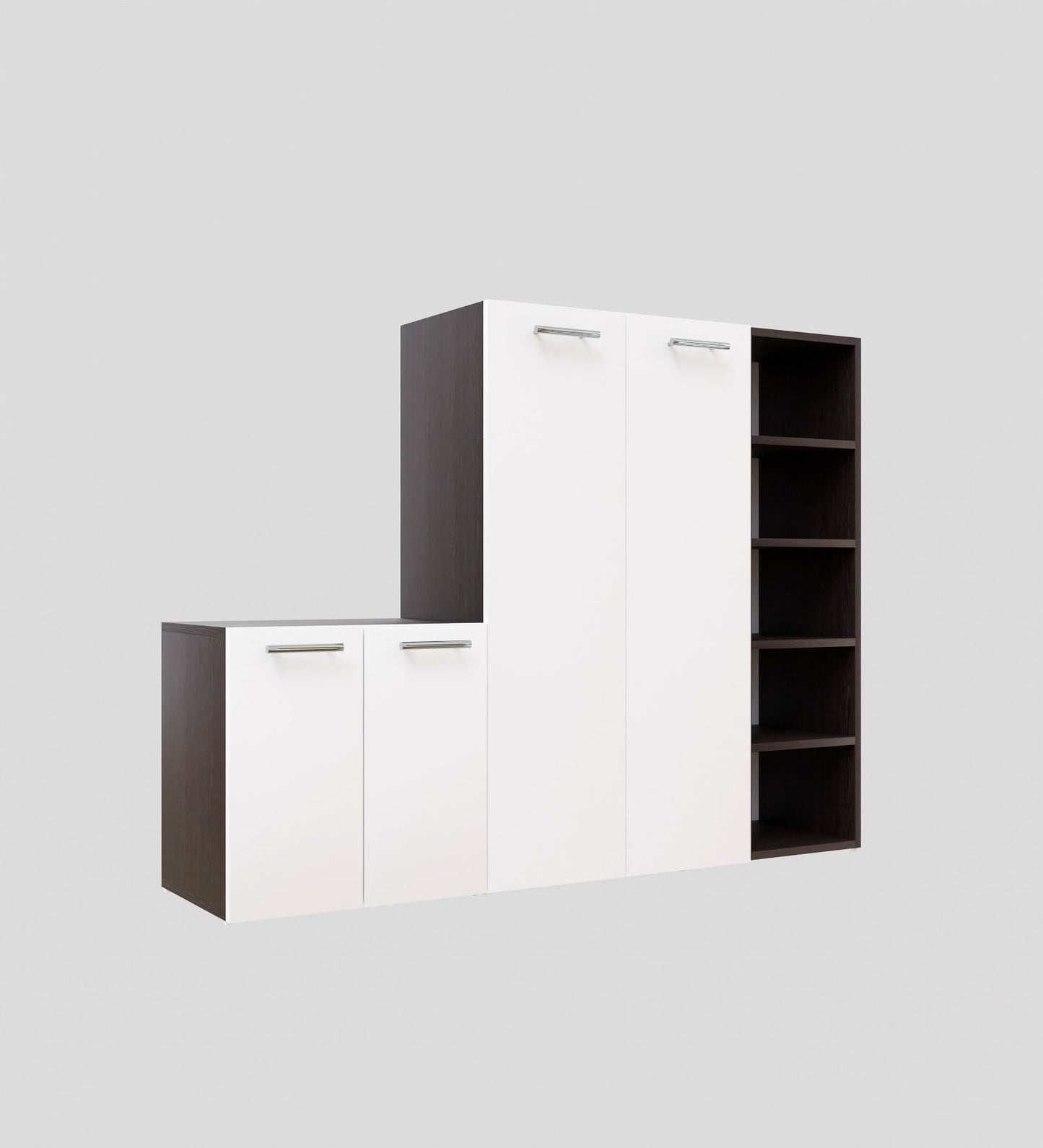 SpyderCraft Louis Shoe Rack – Elegant Shoe Storage Cabinet with Multi-Level Shelving for Modern Homes| Color: White and Wenge Brown|