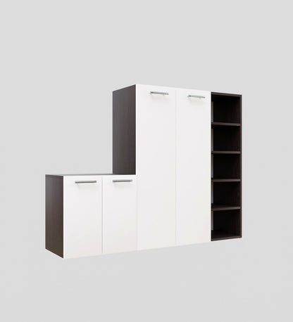 SpyderCraft Louis Shoe Rack – Elegant Shoe Storage Cabinet with Multi-Level Shelving for Modern Homes| Color: White and Wenge Brown|