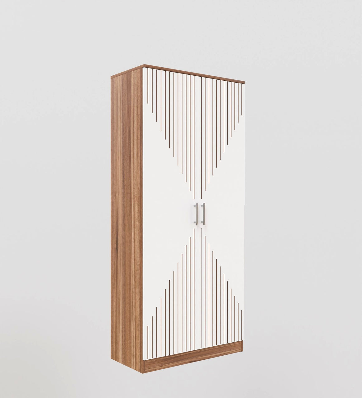 Spydercraft Matte Finish Modern 2-Door Noce Lyon & White Wardrobe with Vertical Gold Accents| Color: Noce Lyon and White| Do- It-Yourself Product