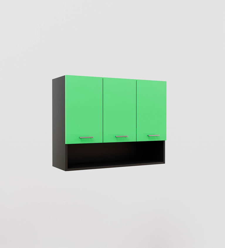 SPYDERCRAFT Matte Finish Myra (Foor-Door) Kitchen Cabinet| Color: Green and Black| Do-It-Yourself Product