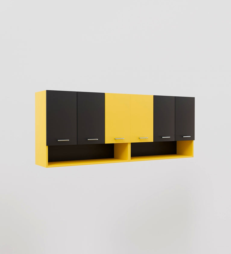 Spydercraft Matte Finish Six Door Cleffa Multipurpose Cabinet| Do-It-Yourself Product| Color: Black and Yellow