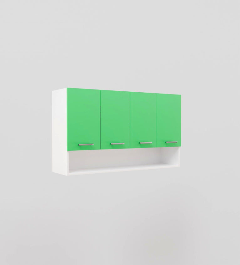 SPYDERCRAFT Matte Finish Myra (Four- Door) Kitchen Cabinet| Color: Green and White| Do-It-Yourself Product