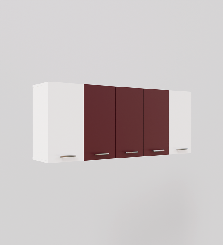 Spyder Craft 5 Door Matte Finish Matrix Kitchen Cabinet for Office|Hall |Kitchen Wall Mounted Cabinet for Kitchen |Living Room| Color:- White & Burgundy|| Assembly-DIY (Do-It-Yourself)