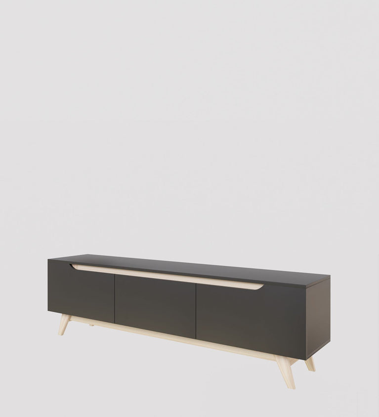 SPYDERCRAFT Matte Finish D3 Only cabinet| TV Entertainment Unit| Color: Black and Canyon Oak| Do-It- Yourself Product