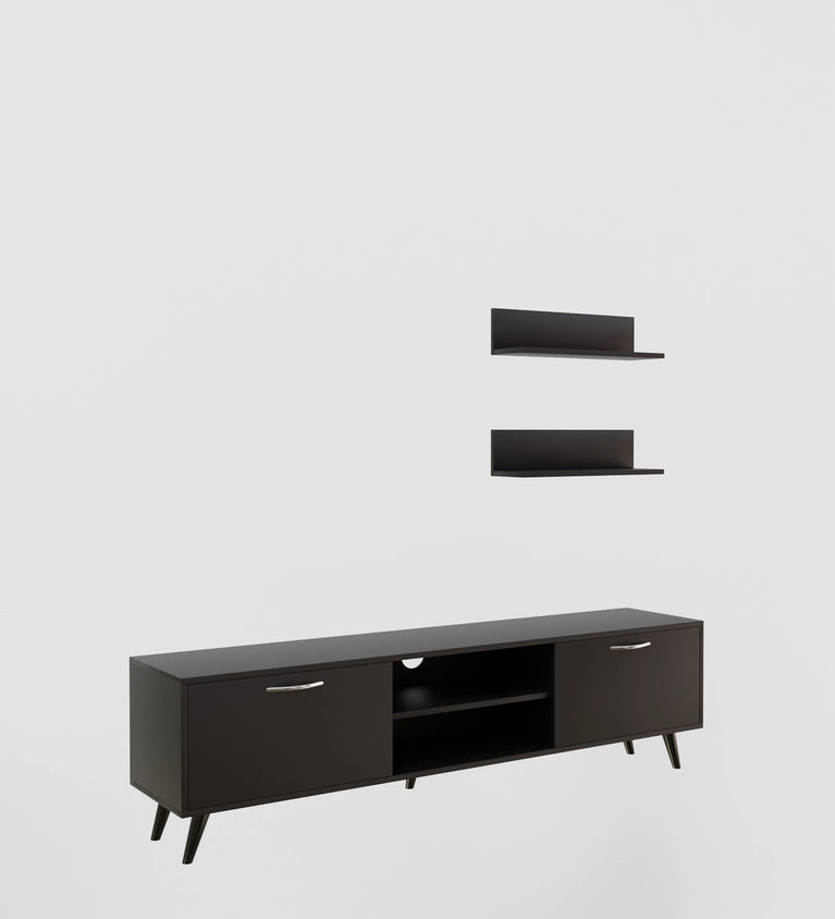 SPYDERCRAFT Matte Finish M5+D4 TV Entertainment Unit with Shelves| Color: Black| Do-It-Yourself Product