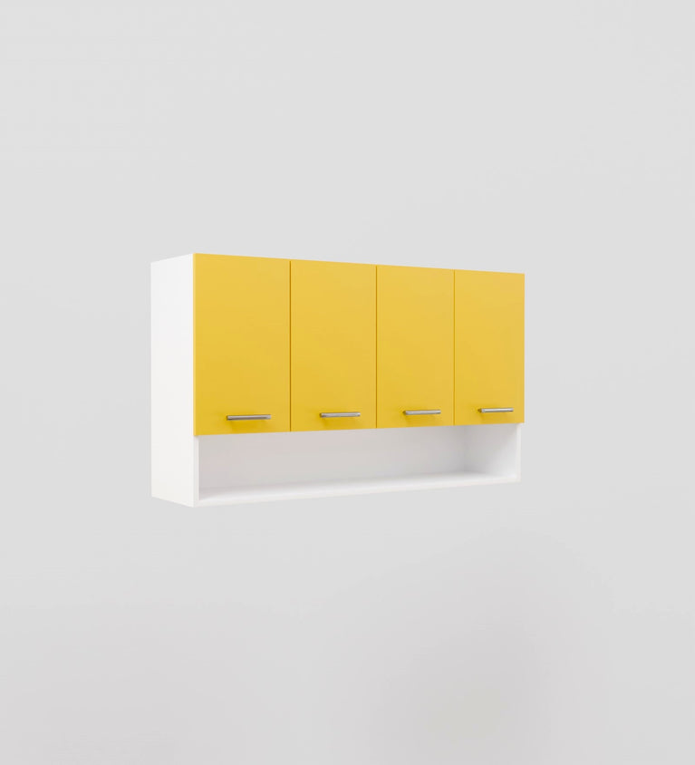 SPYDERCRAFT Matte Finish Myra (Foor-Door) Kitchen Cabinet| Color: Yellow and White| Do-It-Yourself Product