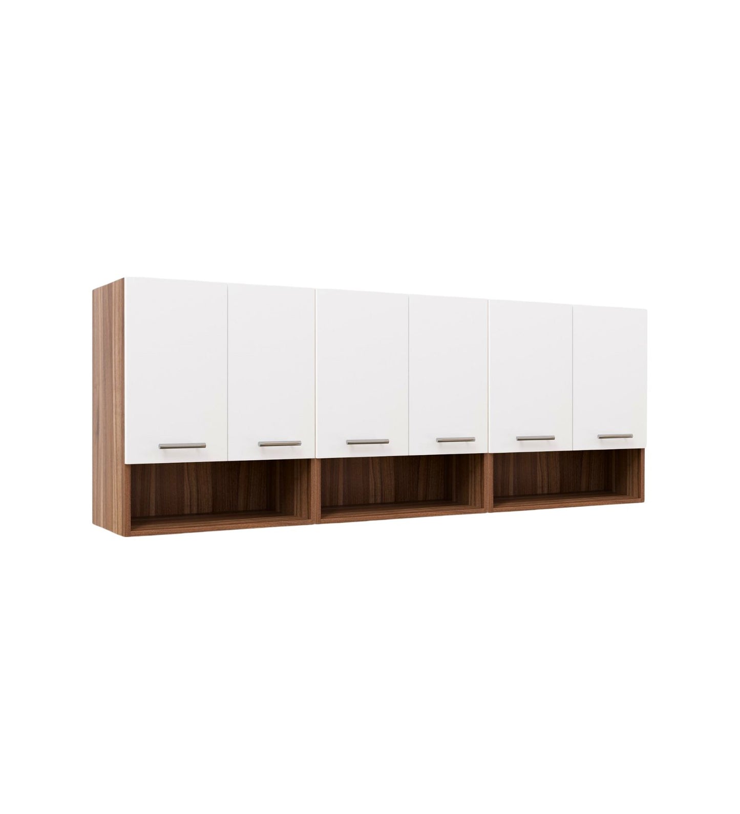 Spydercraft Cleffa Matte Finish Six Door Wall Mounted Kitchen Cabinet| Color: White and Noce Lyon|