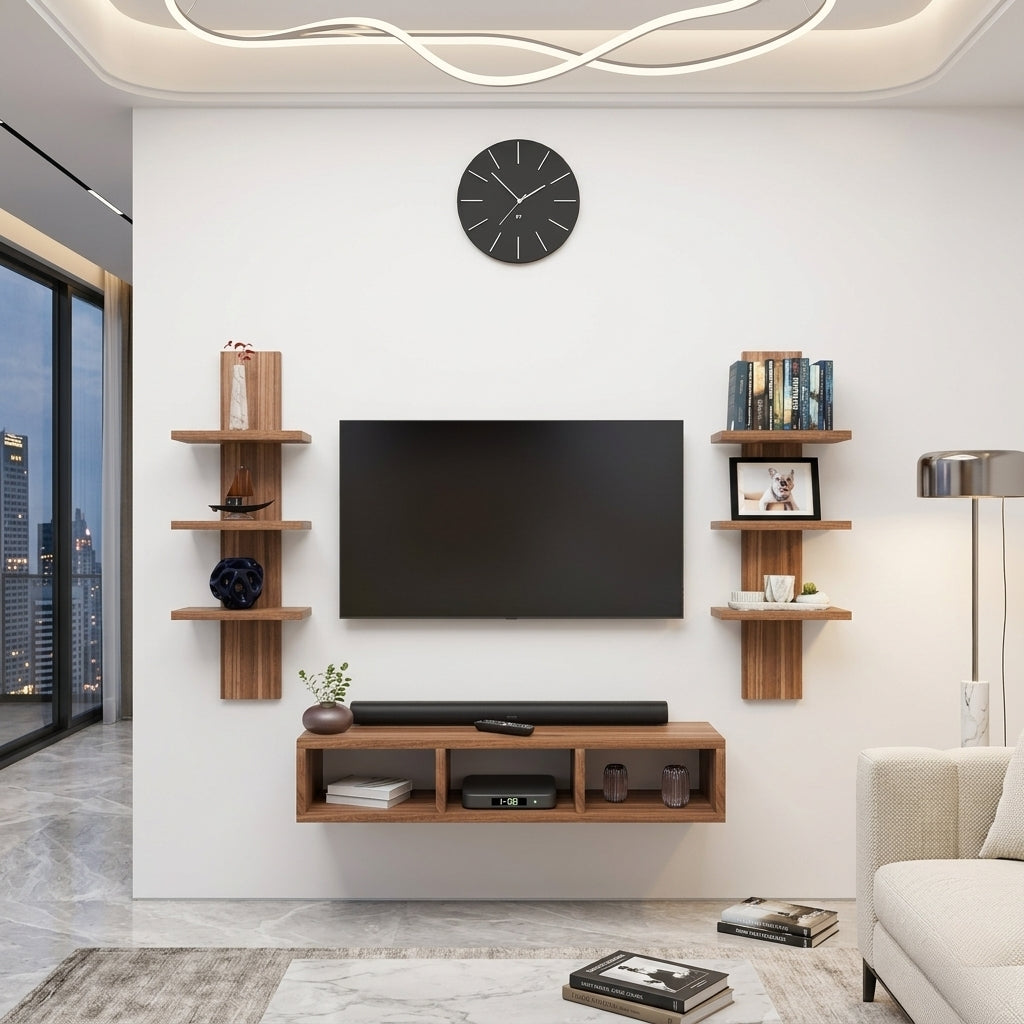 Spydercraft Matte FInish SP04 TV Unit| Color: Noce Lyon| Do- It- Yourself Product