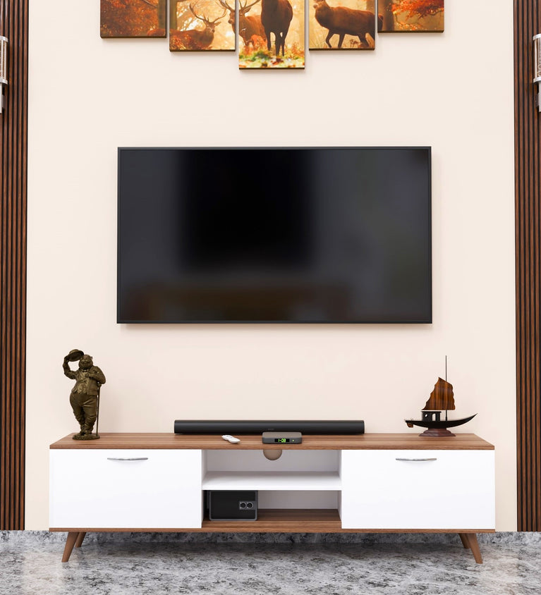 SPYDERCRAFT Matte Finish M5 TV Cabinet| Color: White and Noce Lyon| Do-It-Yourself Product