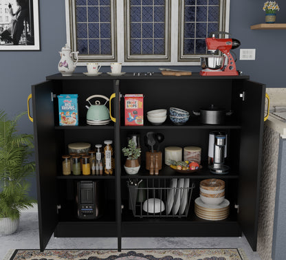 Spydercraft Accent Modern Storage Cabinet with Matte Finish and Premium Metal Handles| Color: Black | Multipurpose cabinet