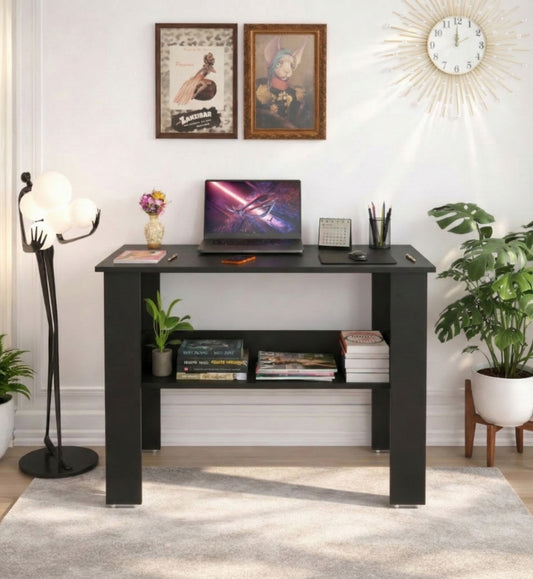SPYDER CRAFT Genesis Engineered Wood Study Table with Storage Shelf | Modern Computer Desk for Home & Office