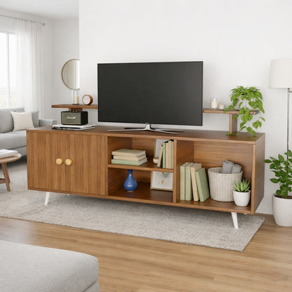 Spydercraft Modern Marbay TV Unit with Storage & Display Shelf – Space-Saving Entertainment Console in Noce Lyon Finish