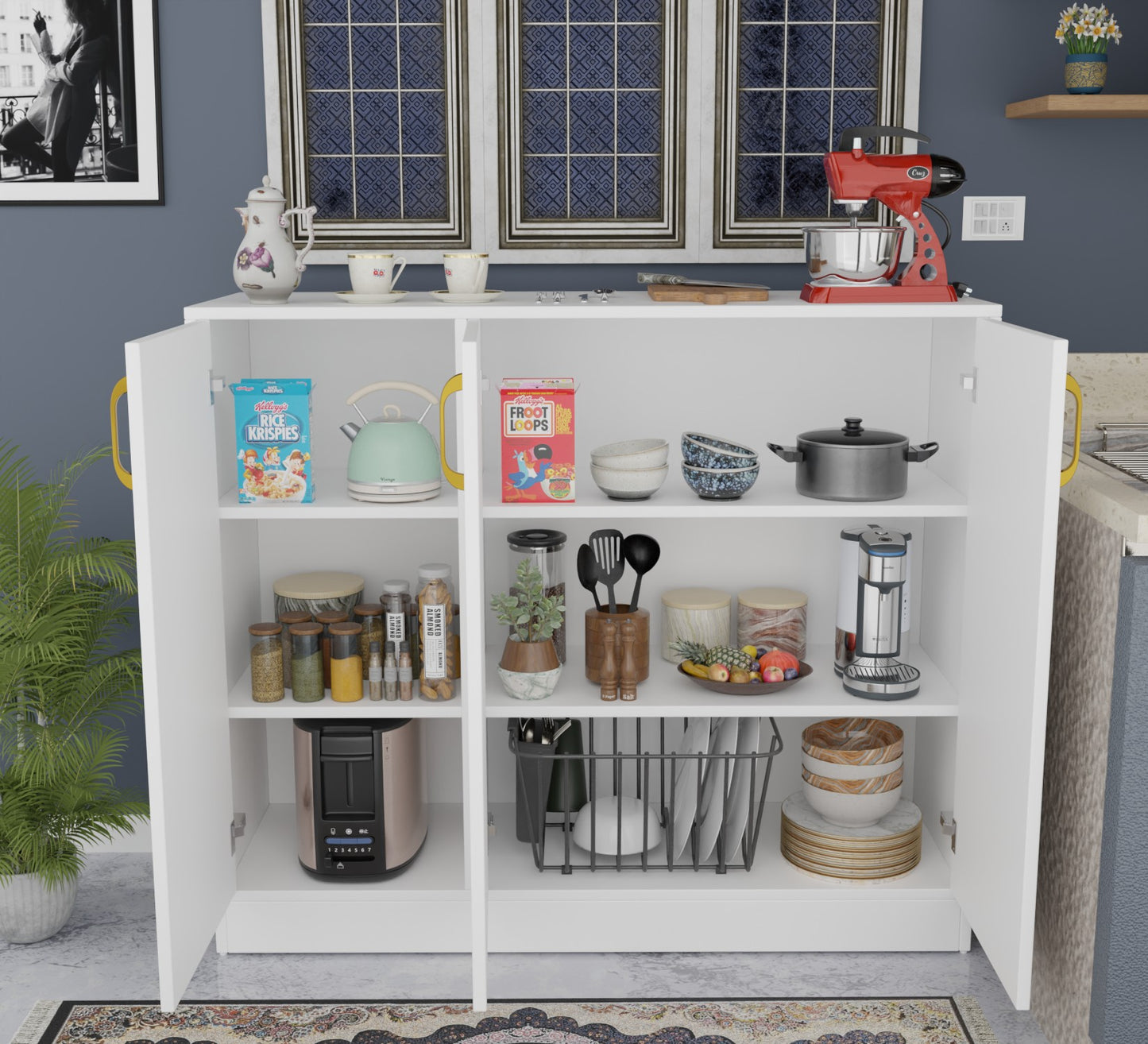 Spydercraft Accent Modern Storage Cabinet with Matte Finish and Premium Metal Handles