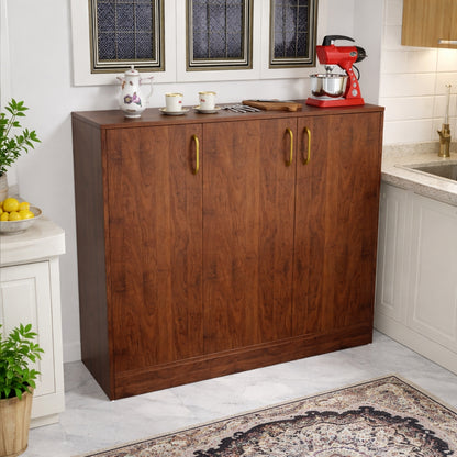 Spydercraft Accent Modern Storage Cabinet with Matte Finish and Premium Metal Handles| Color: Columbian Walnut| Multipurpose Cabinet