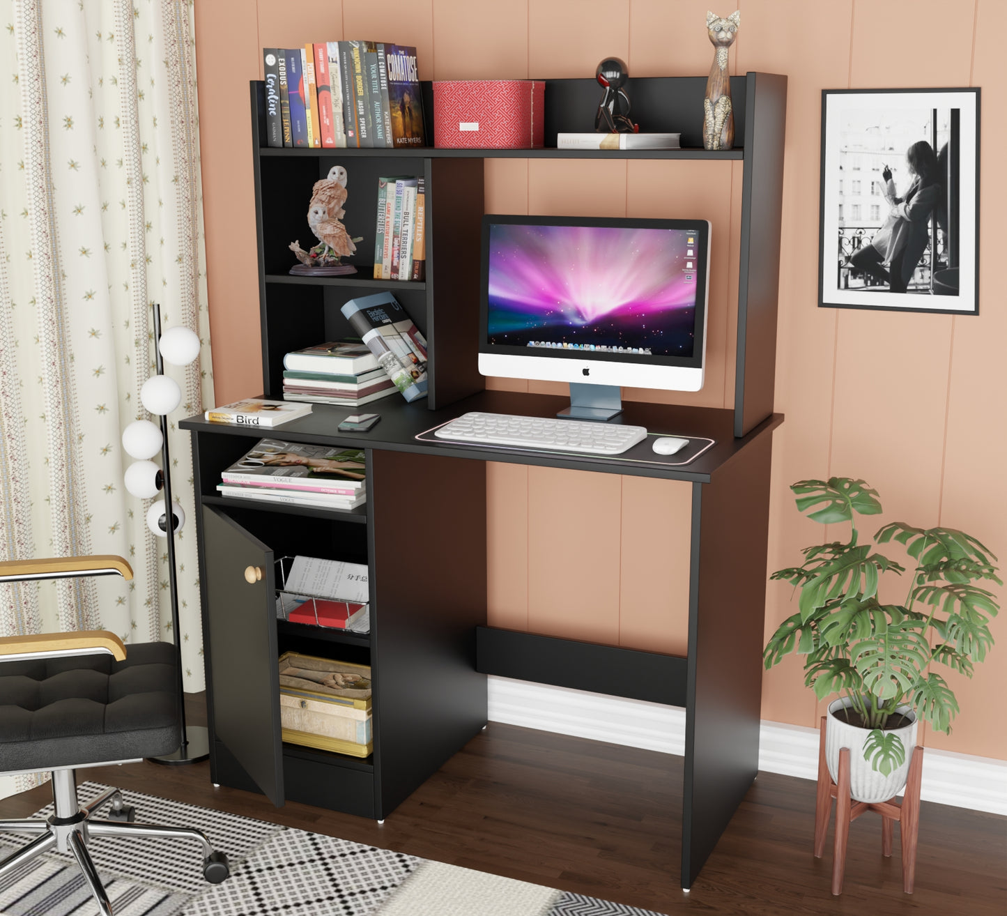 SPYDER CRAFT Portable Work from Home Study Desk Engineered Wood Office Table Engineered Wood Multipurpose Table (Free Standing, Finish Color - Black, DIY(Do-It-Yourself))