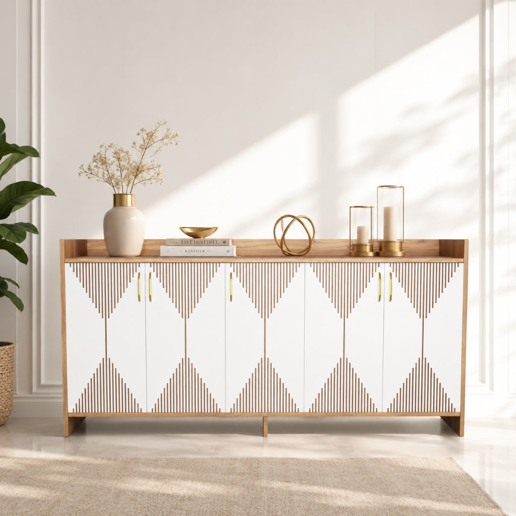 Spydercraft Matte Finish Meko Console Table| Modern Noce Lyon & White Console Table – Stylish Storage Cabinet for Living Room & Entryway| Do-It-Yourself Product