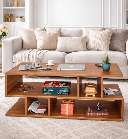 SPYDER CRAFT Zig Zag Multipurpose Coffee Table, Nesting Center Table, Round Leisure Table, Suitable for Bedside/Hallway/Living Room (Finish Color - Noce Lyon, DIY(Do-It-Yourself))