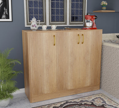 Spydercraft Accent Modern Storage Cabinet with Matte Finish and Premium Metal Handles| Color: Canyon Oak| Multipurpose Cabinet