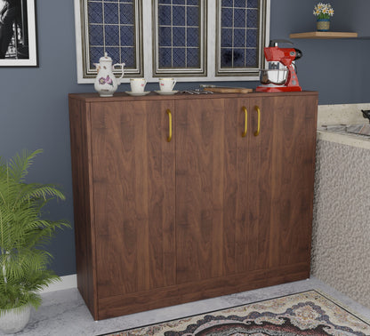 Spydercraft Accent Modern Storage Cabinet with Matte Finish and Premium Metal Handles| Color: Columbian Walnut| Multipurpose Cabinet