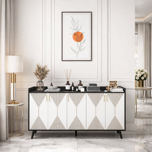 Spydercraft Matte Finish Meko Console Table| Modern Black & White Console Table – Stylish Storage Cabinet for Living Room & Entryway| Do-It-Yourself Product