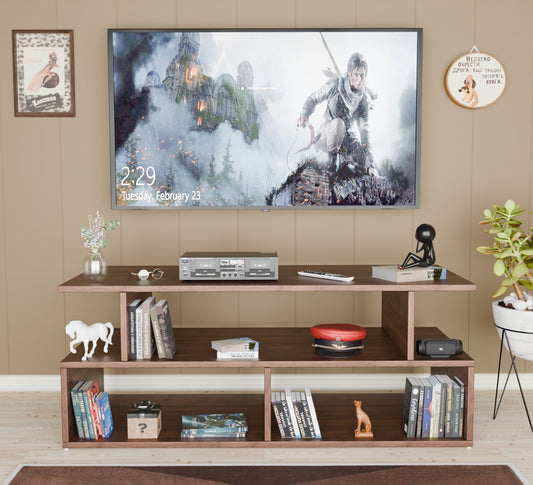 Spyder Craft Iris Matte Finish TV Entertainment Unit, Tv Stand | Decore Living Room Engineered Wood TV Entertainment with Books Storage & Decor Display Unit (Finish Color - Columbian Walnut, DIY(Do-It-Yourself))