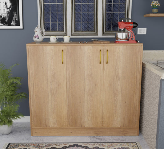 Spydercraft Accent Modern Storage Cabinet with Matte Finish and Premium Metal Handles| Color: Canyon Oak| Multipurpose Cabinet